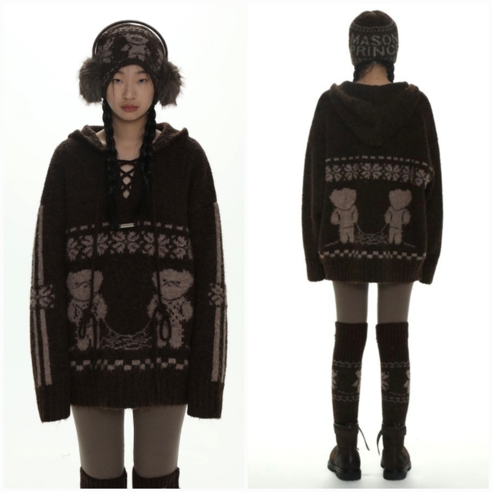 MASONPRINCE Teddy Bear Thick Knit Hoodie Oversized Unisex